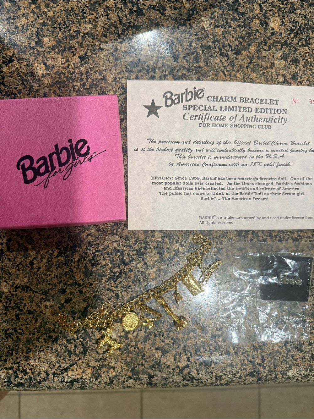Authentic Barbie Gold Charm Bracelet for girls